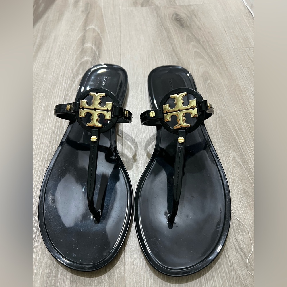 Tory Burch Black and Gold Sandals
